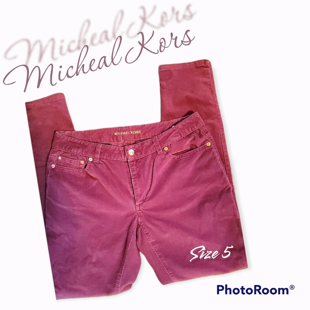 Michael Kors Burgundy Skinny Corduroy Pants Sz 5